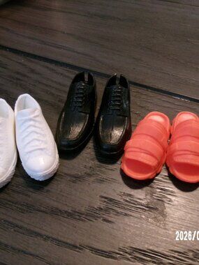 Ken Boy Doll Shoes Lot Of 3 Pairs Sneakers Beach Slides Black Oxford Dress Shoes